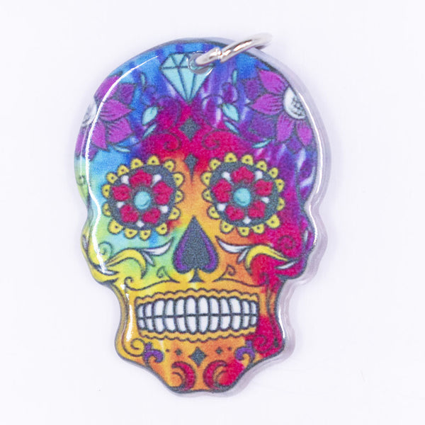 Top view of a Sugar Skull Resin Pendant with hoop 26x39mm