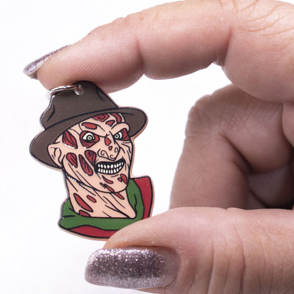 Front view of Freddy Krueger Horror Resin Pendant with hoop 27x36mm