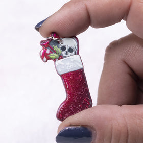 Stocking Christmas Pendant with Skull and with hoop 40x20mm