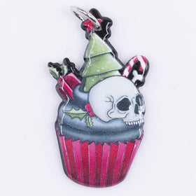 Cupcake Christmas Pendant with Skull and with hoop 35x50mm