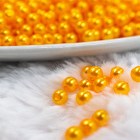 4mm Mustard Yellow Pearl Spacer Beads - Choose Count