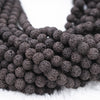 Micro view of 8mm Natural Brown Lava Rock Bead Strand