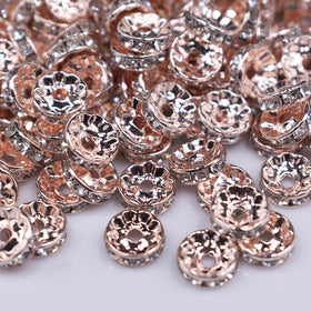 10mm Rose Gold Rondelle Spacer Beads - Set of 20