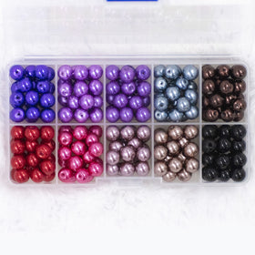 8mm Glass Pearl Dark Spacer Bead Kit - over 250 spacer beads
