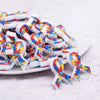 front view of a pile of Autism Awareness Ribbon Silicone Focal Bead Accessory