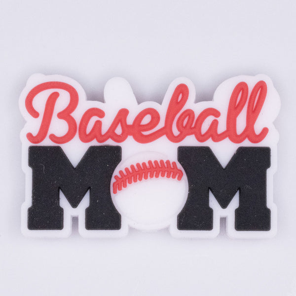 macro view of a Baseball Mom Silicone Focal Bead Accessory