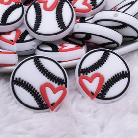 Baseball Silicone Focal Bead Accessory - 29mm x 28mm