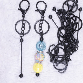 Matte Black Beadable Keychain - 1 & 5 Count