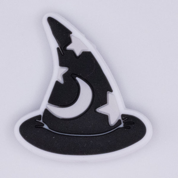 macro view of Black Wizard Hat Silicone Focal Bead Accessory