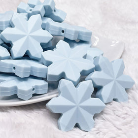 Blue Snowflake Silicone Focal Bead Accessory - 40mm x 40mm