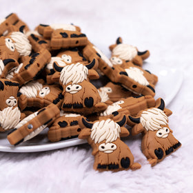 Brown Highland Cow Silicone Focal Bead Accessory