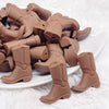 front view of a pile of Brown Cowboy Boot Silicone Focal Bead Accessory - 30mm x 26mm