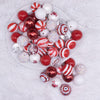 top view of a pile of 20mm Candy Cane Lane Acrylic Bubblegum Bead Mix - 50 Count