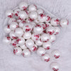 front view of a pile of 20mm Candy Cane printed Acrylic Bubblegum Beads