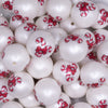 close up view of a pile of 20mm Candy Cane printed Acrylic Bubblegum Beads