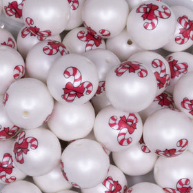 20mm Candy Cane printed Acrylic Bubblegum Beads