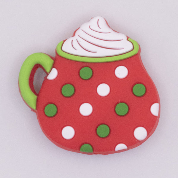 Macro of Christmas Coffee Silicone Focal Bead Accessory - 29mm x 31mm