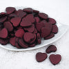 Front view of a pile of 20mm Dark Red Rubberized Style Heart Beads