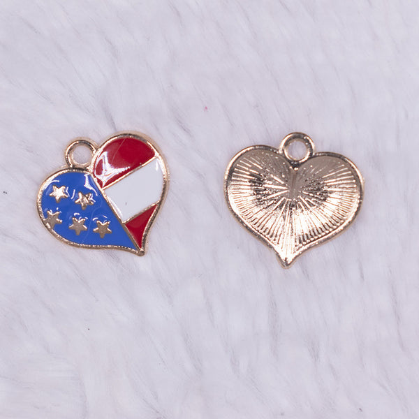 Top view of Red, White & Blue Heart Enamel Charm 16mm*16mm