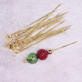 Gold Loop Top Beadable Stainless Steel Picks