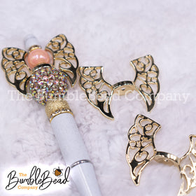 Champagne Gold Butterfly Wing Alloy Spacer beads