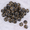 top view of a pile of 20mm Gold, Silver and Black Confetti Rhinestone AB Acrylic Bubblegum Beads