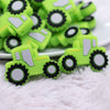 close up view of a Green Tractor Silicone Focal Bead Accessory