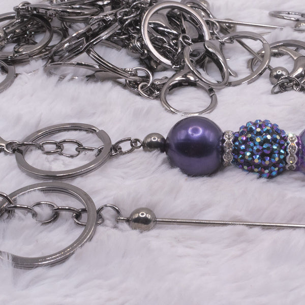 close up view of Gunmetal Beadable Keychain - 1 & 5 Count