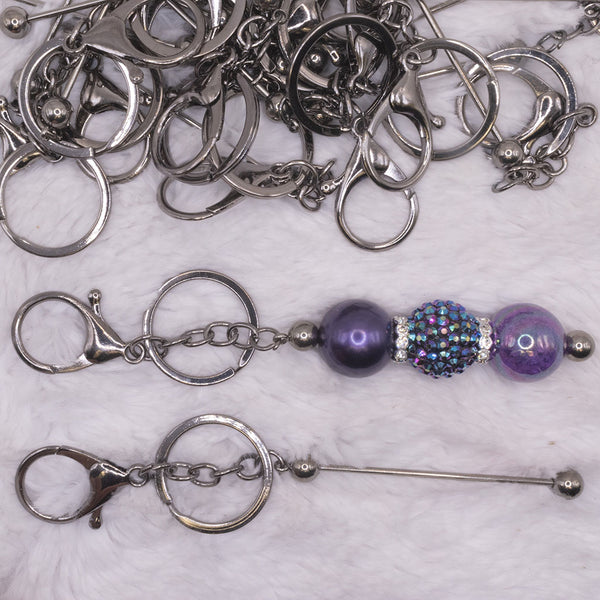 Top view of Gunmetal Beadable Keychain - 1 & 5 Count