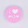 macro view of I Love Mom Pink Circle Silicone Focal Bead Accessory