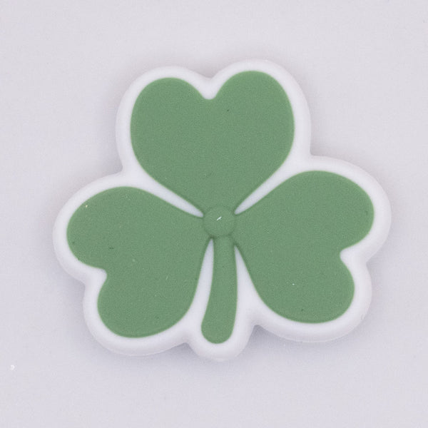 Macro view of Green Clover Silicone Focal Bead Accessory - 26mm x 29mm