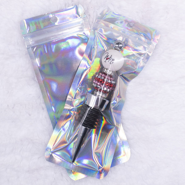 Top view of a wine stopper holographic packaging