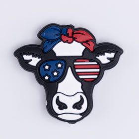 Patriotic Cow Silicone Focal Bead Accessory