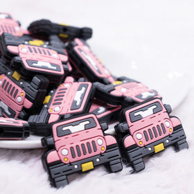 4 Wheel Drive Pink Vehicle Silicone Focal Bead Accessory