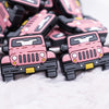 front view of a 4 Wheel Drive Pink Vehicle Silicone Focal Bead Accessory