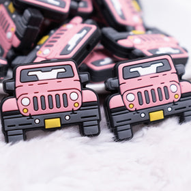 4 Wheel Drive Pink Vehicle Silicone Focal Bead Accessory