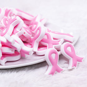 Breast Cancer Awareness Ribbon Silicone Focal Bead Accessory