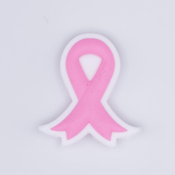 macro view of Breast Cancer Awareness Ribbon Silicone Focal Bead Accessory