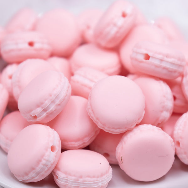 Close up view of Pink Macaroon Silicone Focal Bead Accessory