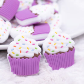 Purple Cupcake Silicone Focal Bead Accessory