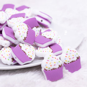 Purple Cupcake Silicone Focal Bead Accessory