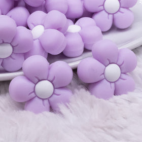 Purple Flower Silicone Focal Bead Accessory - 26mm x 26mm