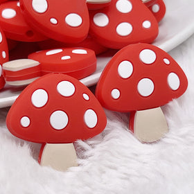 Red Mushroom Silicone Focal Bead Accessory - 30mm x 29mm