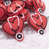 Close up view of Heart with Stethoscope Silicone Focal Bead Accessory - 26mm x 30mm
