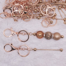 Rose Gold Beadable Keychain - 1 & 5 Count