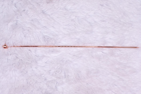Top view of a rose gold Beadable Stainless Steel Cake Tester