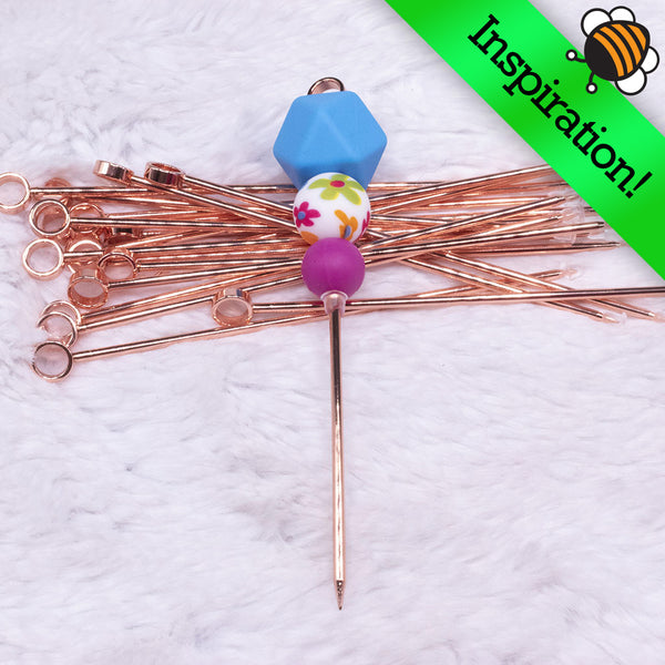 Top view of Loop Top of Rose Gold Beadable Stainless Steel Picks Inspriation