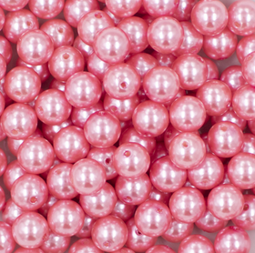 10mm Pink Faux Pearl Acrylic Bubblegum Beads - 40 count
