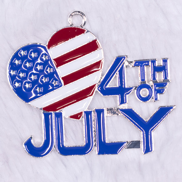 Close up view of a Red, White & Blue 4th Of July Enamel Pendant 45mm*36mm