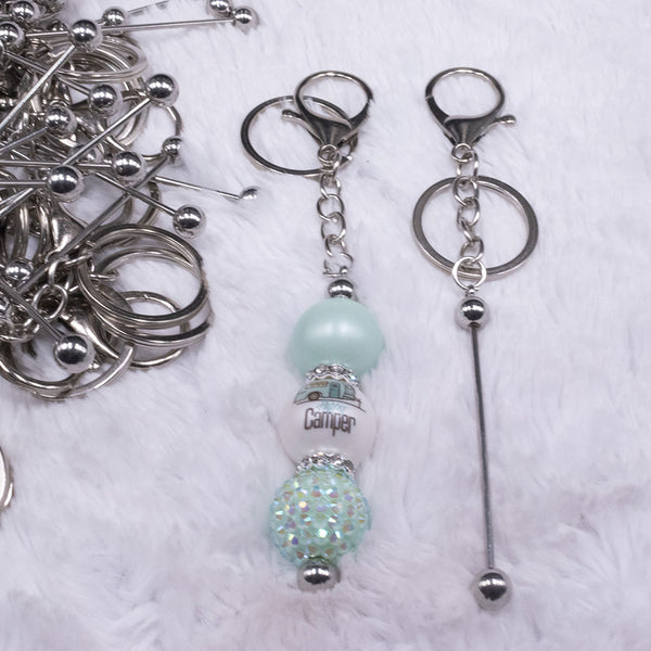 front view of Silver Beadable Keychain - 1 & 5 Count